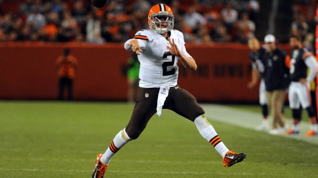 Aug 28, 2014; Cleveland, OH, USA; Cleveland Browns quarterback Johnny Manziel (2) at FirstEnergy Stadium.