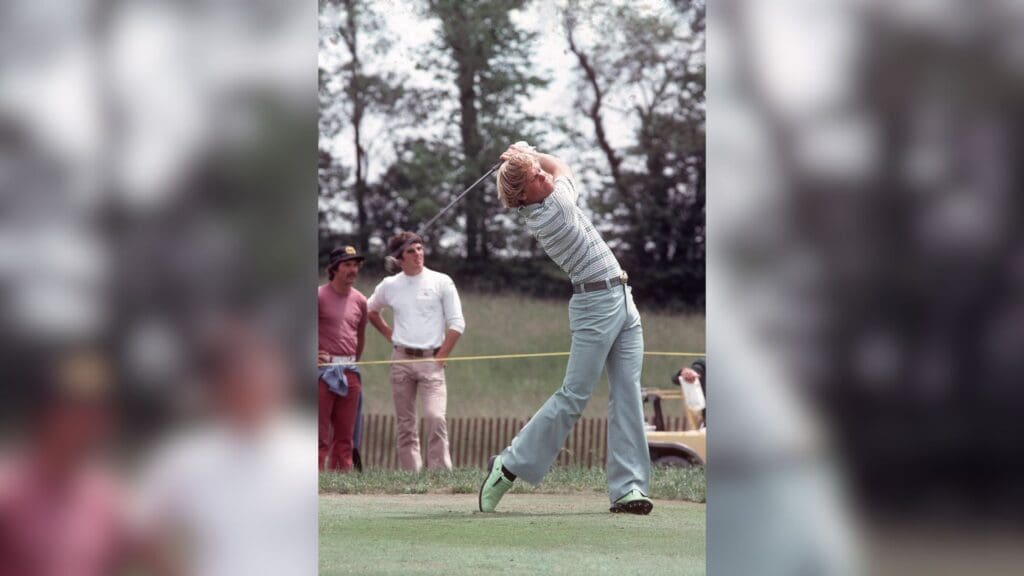 May 1976; Dublin, OH, USA; FILE PHOTO; Johnny Miller in action during the 1976 Memorial Tournament at Muirfield Village Golf Club.