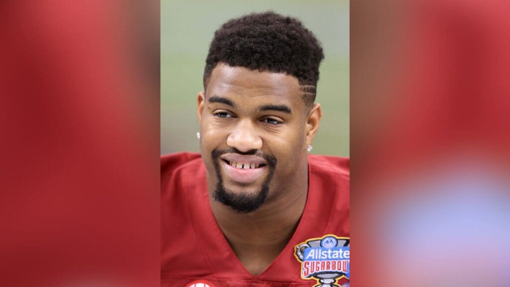 Dec 30, 2014; New Orleans, LA, USA; Alabama Crimson Tide defensive lineman Jonathan Allen (93) talks to reporters at Sugar Bowl media day at the Mercedes-Benz Superdome.