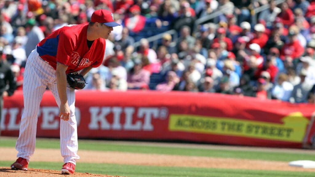 March 14, 2013; Clearwater, FL, USA; Philadelphia Phillies relief pitcher Jonathan Papelbon (58) on the mound against the Pittsburgh Pirates at Bright House Networks Field.