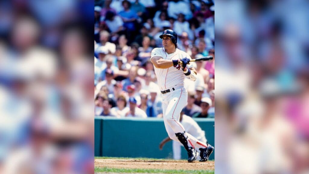 1995, Boston, MA, USA; FILE PHOTO; Boston Red Sox designated hitter Jose Canseco in action at the plate at Fenway Park during the 1995 season.