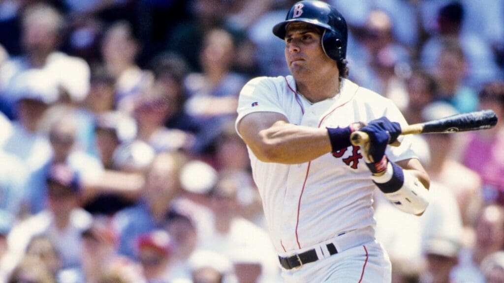 1995, Boston, MA, USA; FILE PHOTO; Boston Red Sox designated hitter Jose Canseco in action at the plate at Fenway Park during the 1995 season.