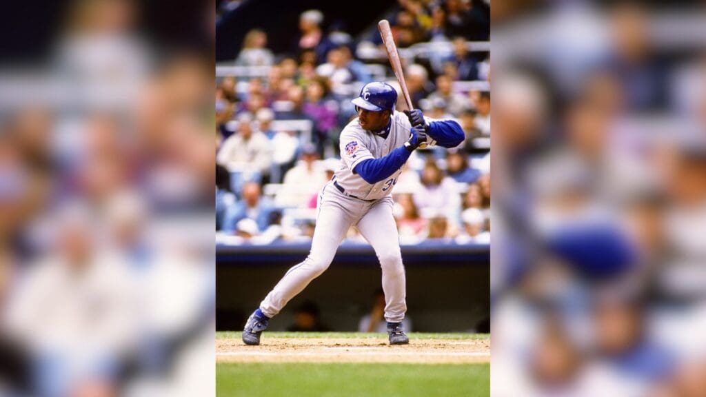 Unknown Date, 1997; Bronx, NY, USA; FILE PHOTO; Kansas City Royals infielder Jose Offerman (30) at bat against the New York Yankees at Yankee Stadium.
