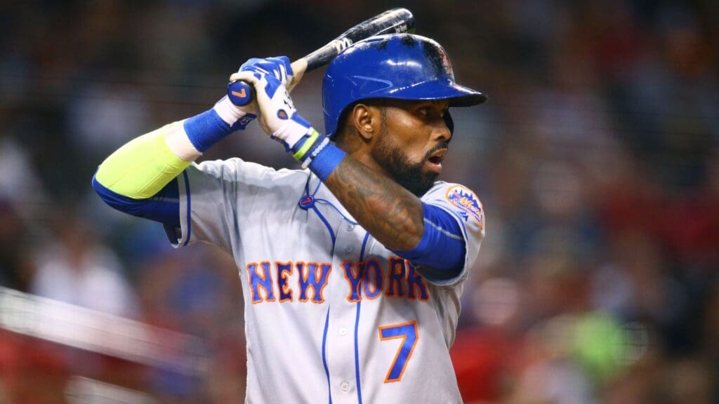 Aug 15, 2016; Phoenix, AZ, USA; New York Mets shortstop Jose Reyes against the Arizona Diamondbacks at Chase Field