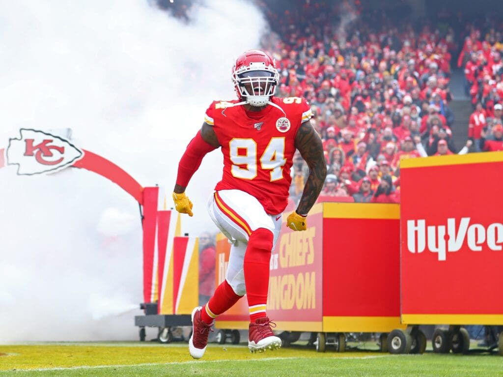 Kansas City Chiefs defensive end Terrell Suggs (94) against the Houston Texans in the AFC Divisional Round playoff football game at Arrowhead Stadium