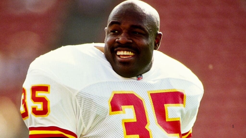 Dec 14, 1991; San Francisco, CA, USA; FILE PHOTO; Kansas City Chiefs running back Christian Okoye (35) on the field prior to a game against the San Francisco 49ers at Candlestick Park.