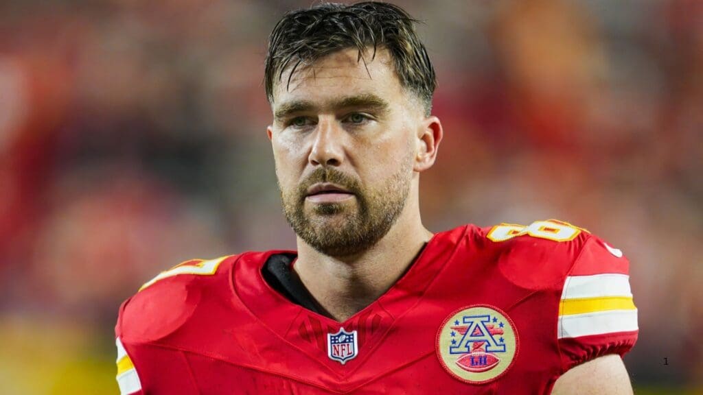 Nov 4, 2024; Kansas City, Missouri, USA; Kansas City Chiefs tight end Travis Kelce (87) during the first half against the Tampa Bay Buccaneers at GEHA Field at Arrowhead Stadium.