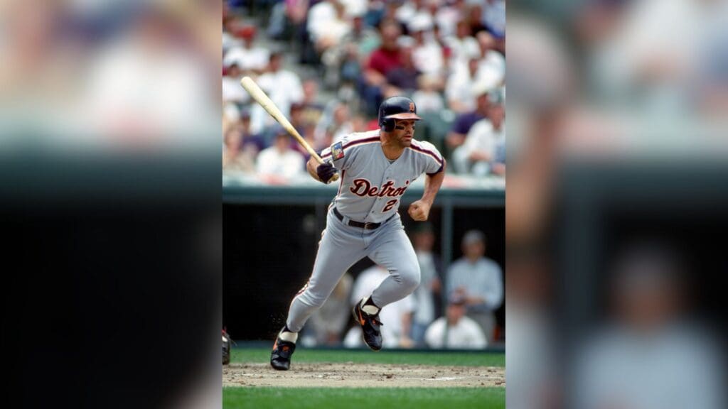 Unknown date; Cleveland, OH, USA, FILE PHOTO; Detroit Tigers outfielder (23) Kirk Gibson in action against the Cleveland Indians at Jacobs Field during the 1995 season.