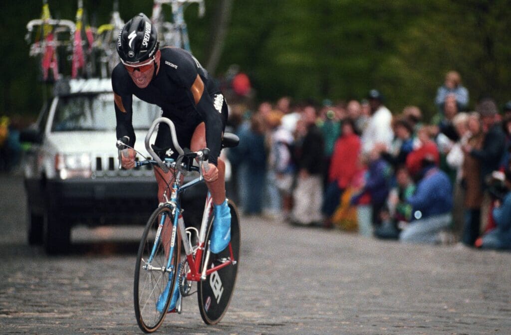 May 7, 1992; Wilmington, DE, USA; FILE PHOTO; Lance Armstrong (USA) makes his way up monkey hill during the Tour Du Pont.