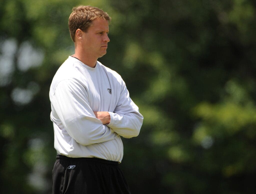 May 9, 2008; Alameda, CA, USA: Oakland Raiders coach Lane Kiffin at rookie mini-camp at the Raiders' training facility.