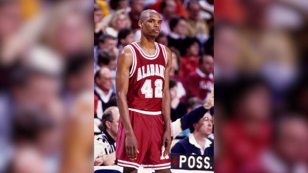 Mar 1992; Birmingham, AL, USA; FILE PHOTO; Alabama Crimson Tide guard Latrell Sprewell (42) during the 1992 season.