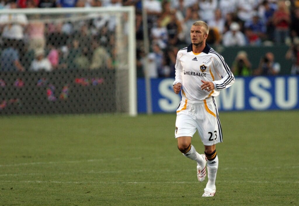 Jul 21, 2007; Carson, CA, USA; Los Angeles Galaxy midfielder David Beckham (23) comes in during the second half against Chelsea-FC during their exhibition match at the Home Depot Center. Chelsea FC defeated the Galaxy 1-0
