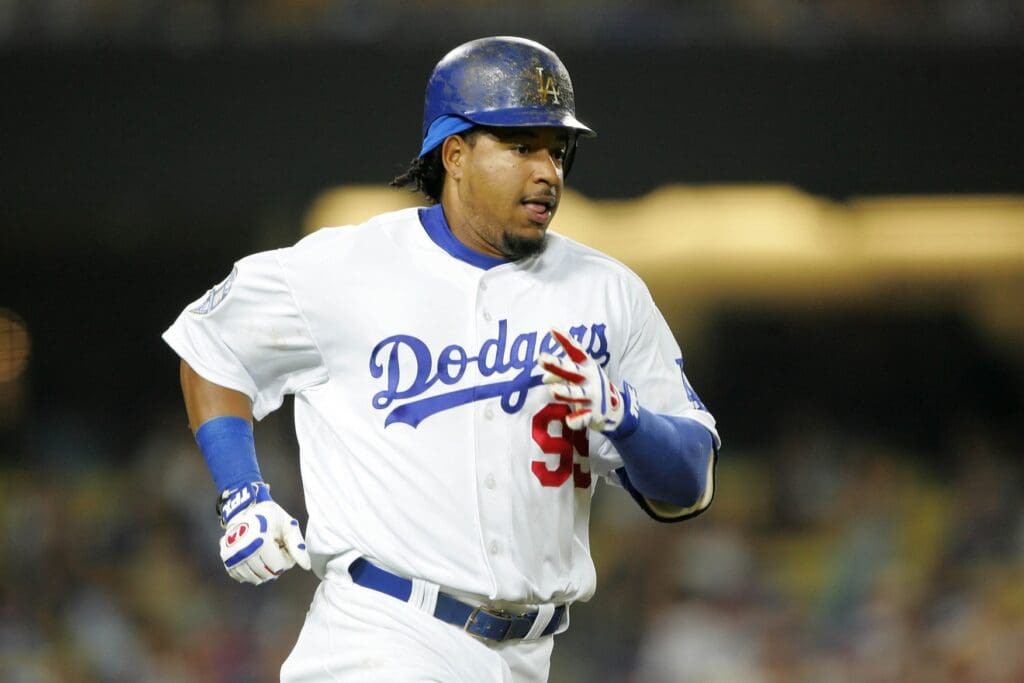September 24, 2008: Los Angeles, CA, USA: Los Angeles Dodgers left fielder Manny Ramirez (99) runs to first after hitting a single in the third inning against the San Diego Padres at Dodger Stadium.