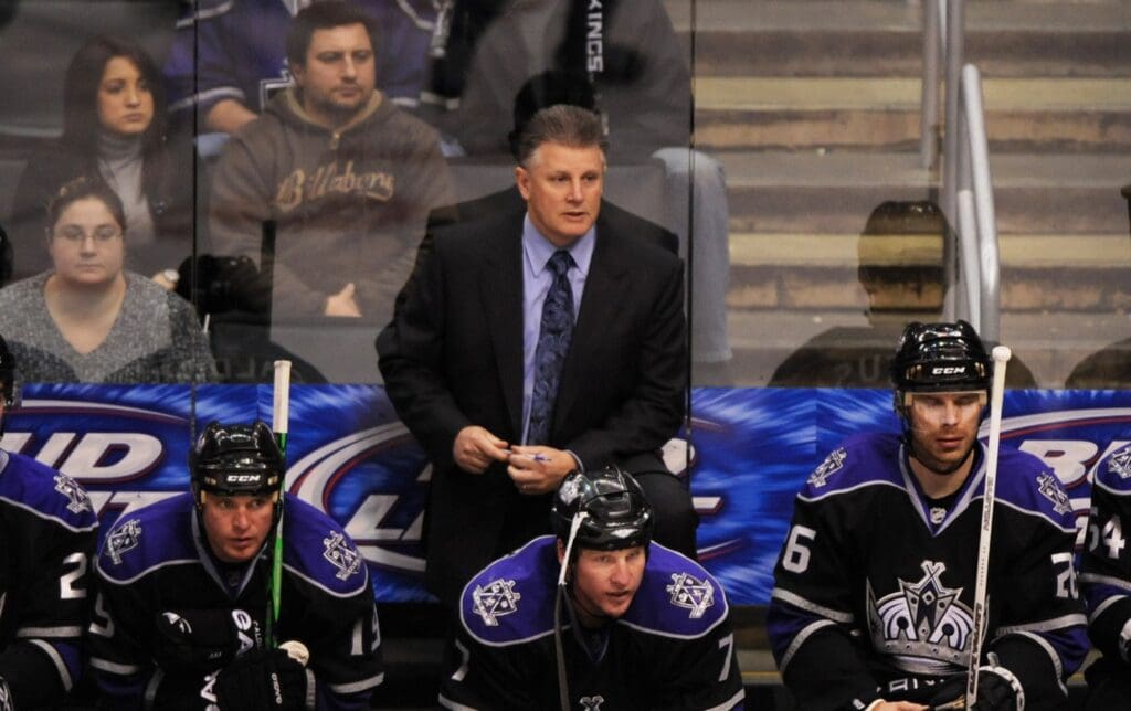 Jan 22, 2008; Los Angeles, CA, USA; Los Angeles Kings coach Marc Crawford watches during the third period of 3-0 loss to the Detroit Red Wings at the Staples Center.