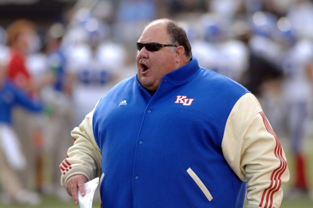 Nov 25, 2006, Columbia, MO, USA; Kansas head coach Mark Mangino during the first quarter in the game against the Missouri Tigers at Memorial Stadium in Columbia, MO.