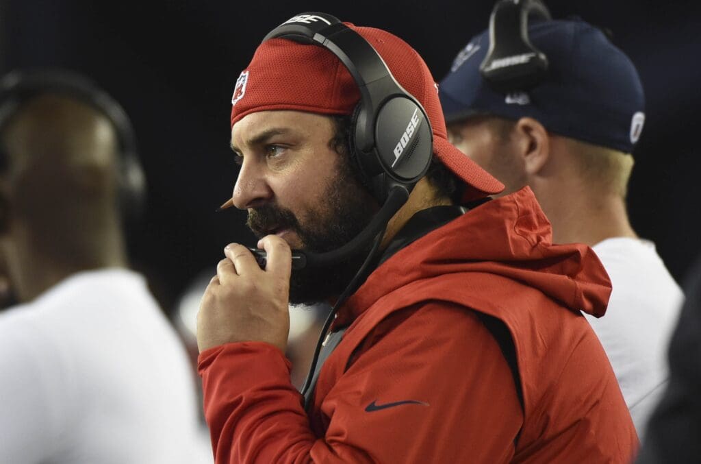 Aug 10, 2017; Foxborough, MA, USA; New England Patriots defense coordinator Matt Patricia on the sidelines during the second half against the Jacksonville Jaguars at Gillette Stadium.