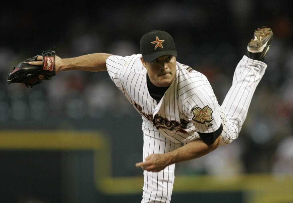 July 6, 2009; Houston, TX, USA; Houston Astros starting pitcher Mike Hampton (11) throws a pitch against the Pittsburgh Pirates in the third inning at Minute Maid Park.