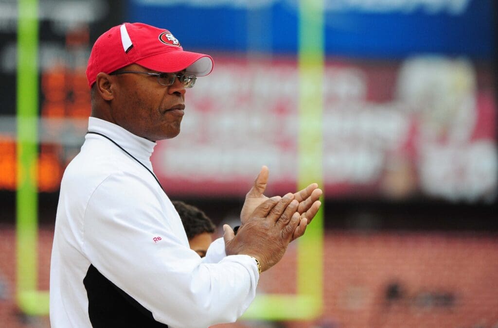 October 11, 2009; San Francisco, CA, USA; San Francisco 49ers head coach Mike Singletary stands on the sidelines before the game against the Atlanta Falcons at Candlestick Park. The Falcons defeated the 49ers 45-10.