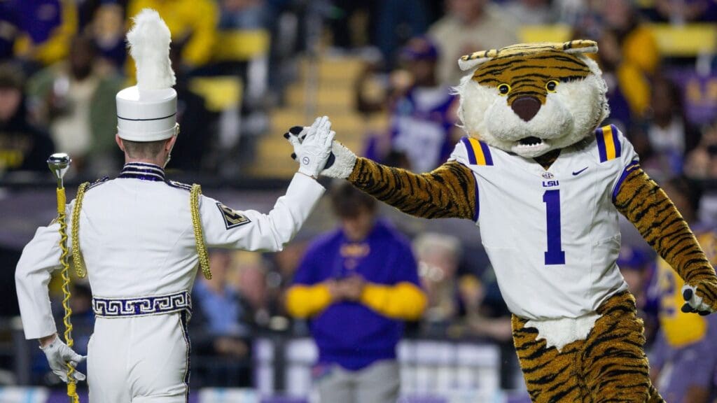 LSU Tigers mascot Mike the Tiger against the Vanderbilt Commodores during the first half at Tiger Stadium