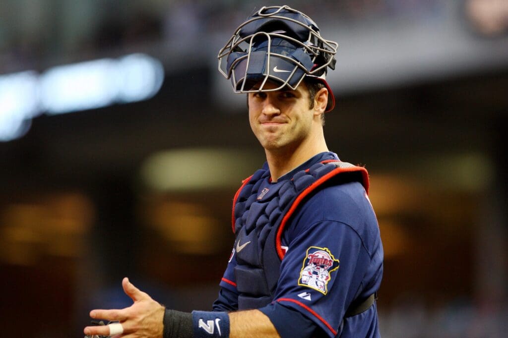 Sept. 7, 2010; Minneapolis, MN, USA; Minnesota Twins catcher Joe Mauer (7) against the Kansas City Royals at Target Field. The Twins defeated the Royals 10-3.