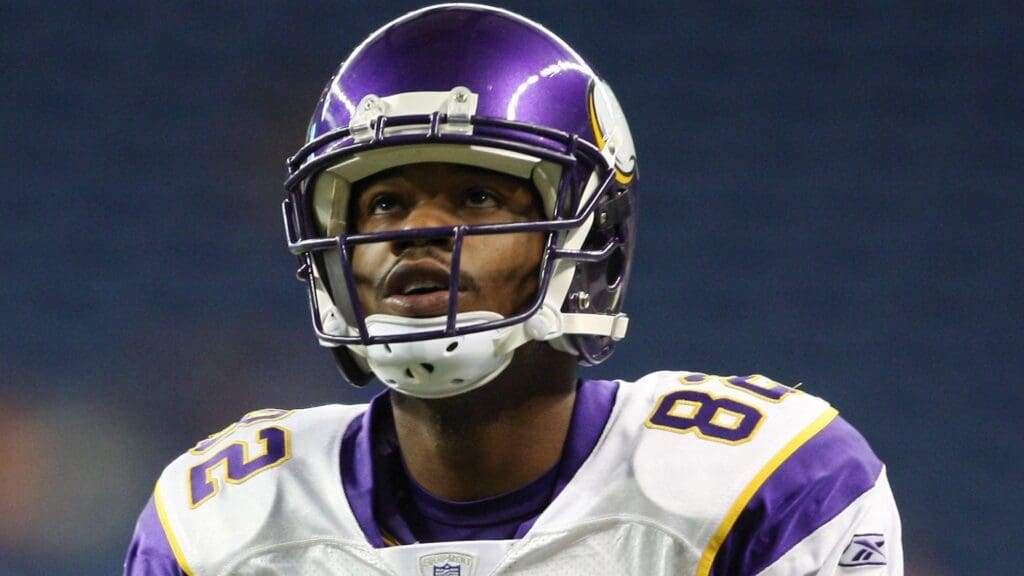 Sep 16, 2007; Detroit, MI, USA; Minnesota Vikings wide receiver Troy Williamson (82) warms up prior to the start of the game aginst the Detroit Lions at Ford Field. The Lions defeated the Vikings 20-17 in overtime