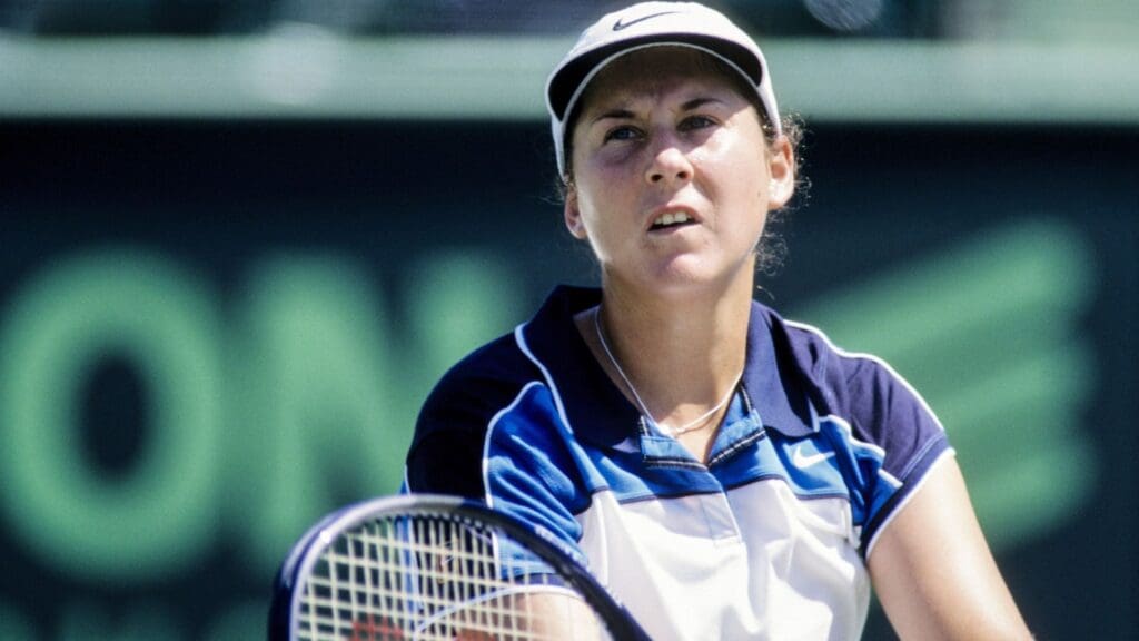Mar 2000, Miami, FL; FILE PHOTO; Monica Seles prepares to serve the ball at the 2000 Lipton Tennis Championships at Crandon Park