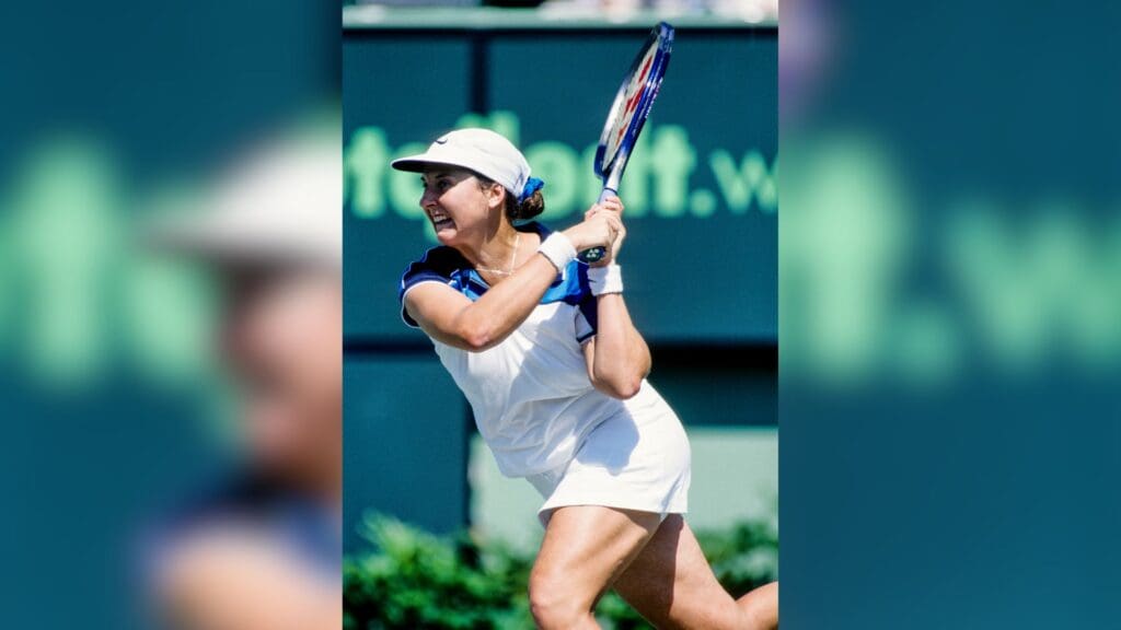 Mar 2000, Miami, FL; FILE PHOTO; Monica Seles follows through on a backhand at the 2000 Lipton Tennis Championships at Crandon Park.