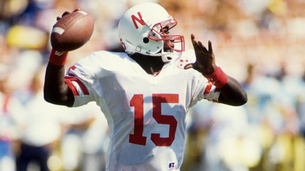 Sep 19, 1993; Pasadena, CA, USA: FILE PHOTO; Nebraska Cornhuskers quarterback Tommie Frazier (15) in action against the UCLA Bruins during the 1993 season at the Rose Bowl.
