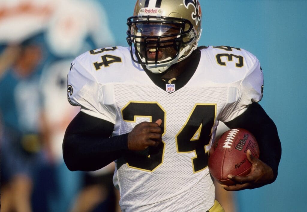 Aug 13, 1999; Miami, FL, USA; FILE PHOTO; New Orleans Saints running back Ricky Williams running the ball against the Miami Dolphins during the 1999 pre-season at Dolphin Stadium