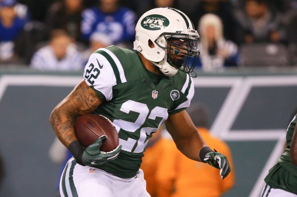 Dec 5, 2016; East Rutherford, NJ, USA; New York Jets running back Matt Forte (22) runs with the ball during the first half against the Indianapolis Colts at MetLife Stadium.