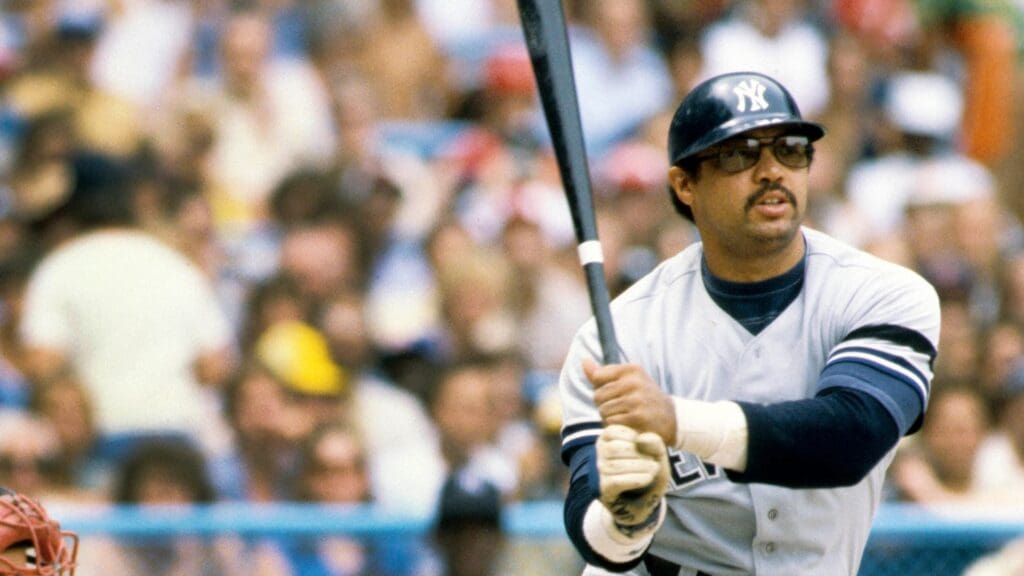 July 1980; Cleveland, OH,USA; FILE PHOTO; New York Yankees right fielder Reggie Jackson in action against the Cleveland Indians at Cleveland Stadium during the 1980 season.