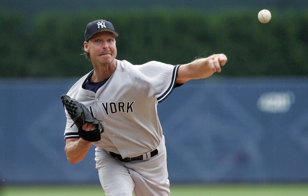 May 29, 2006; Detroit, MI, USA; New York Yankees starting pitcher (41) Randy Johnson who pitched a no-hitter into the 6th inning, delivers a pitch against the Detroit Tigers at Comerica Park.