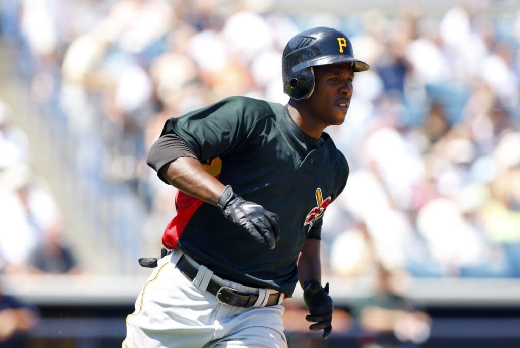 Mar 27, 2008; Tampa, FL, USA; Pittsburgh Pirates left fielder Nyjer Morgan (3) against New York Yankees during their spring training game at George M. Steinbrenner Field.