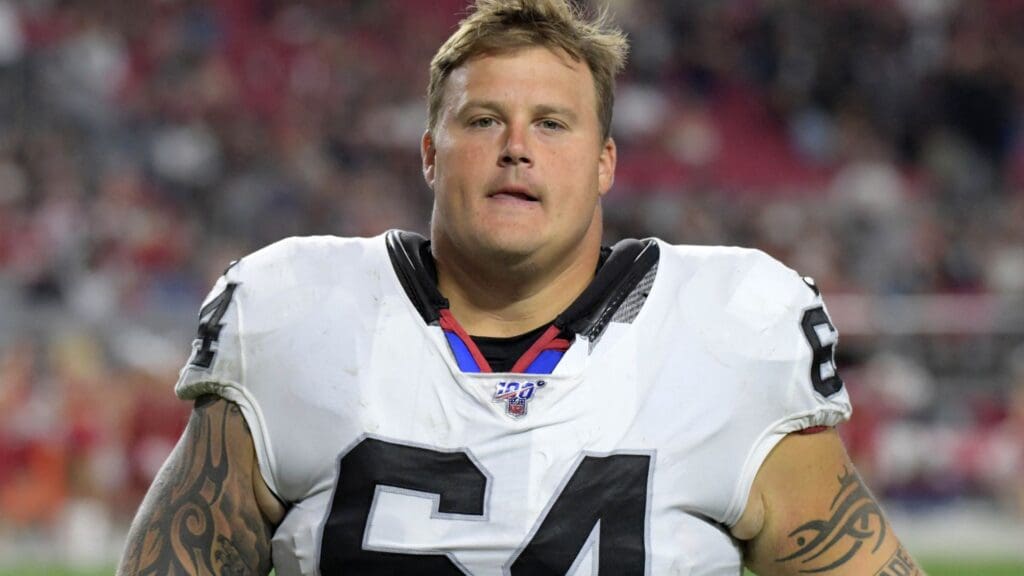 Aug 15, 2019; Glendale, AZ, USA; Oakland Raiders center Richie Incognito (64) during an NFL football game against the Arizona Cardinals. The Raiders defeated the Cardinals 33-26.