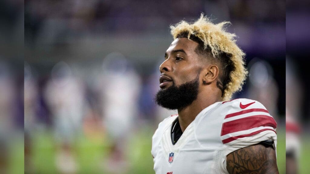 Oct 3, 2016; Minneapolis, MN, USA; New York Giants wide receiver Odell Beckham Jr. (13) looks on against the Minnesota Vikings at U.S. Bank Stadium. The Vikings defeated the Giants 24-10.