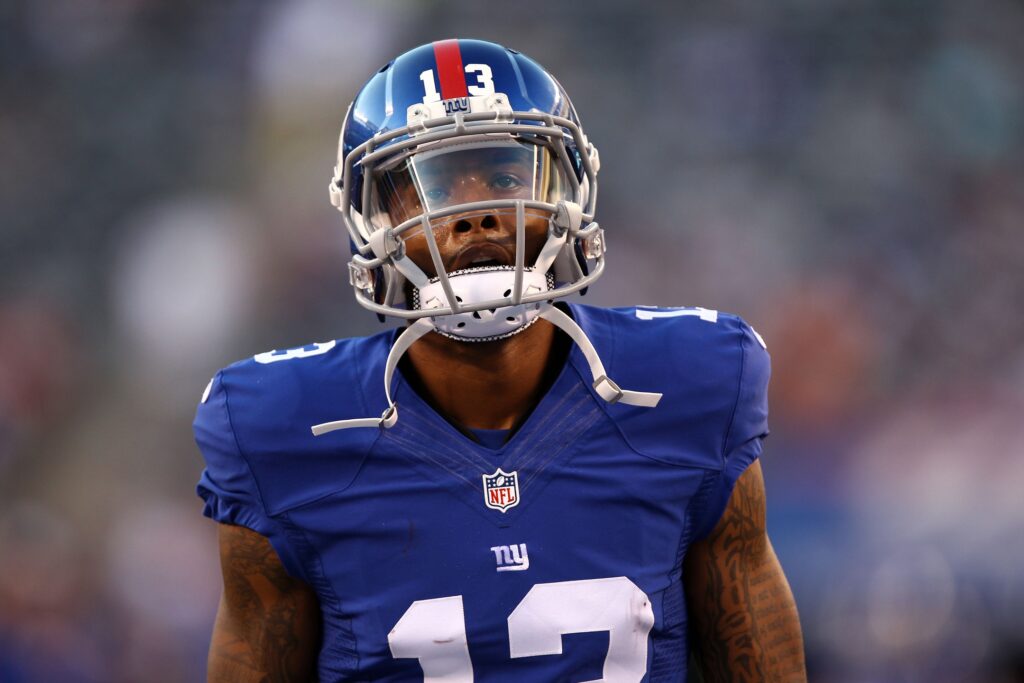 Aug 22, 2015; East Rutherford, NJ, USA; New York Giants New York Giants wide receiver Odell Beckham Jr. (13) during the first half against the Jacksonville Jaguars at MetLife Stadium.