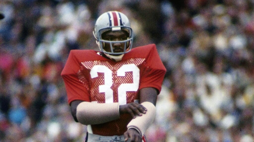 Oct 1969, Columbus, OH, USA; FILE PHOTO; Ohio State Buckeyes defensive back Jack Tatum (32) stands on the field at Ohio Stadium during the 1969 season.