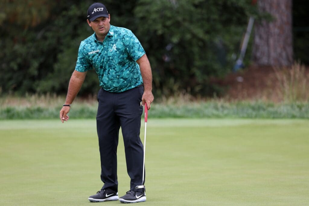 Jun 13, 2023; Los Angeles, California, USA; Patrick Reed puts on the 15th green during a practice round of the U.S. Open golf tournament at Los Angeles Country Club