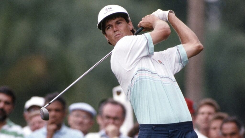 Mar 1990; Miami, FL, USA; FILE PHOTO; Paul Azinger follows through his swing during the 1990 Doral Ryder Open at the Doral Country Club.