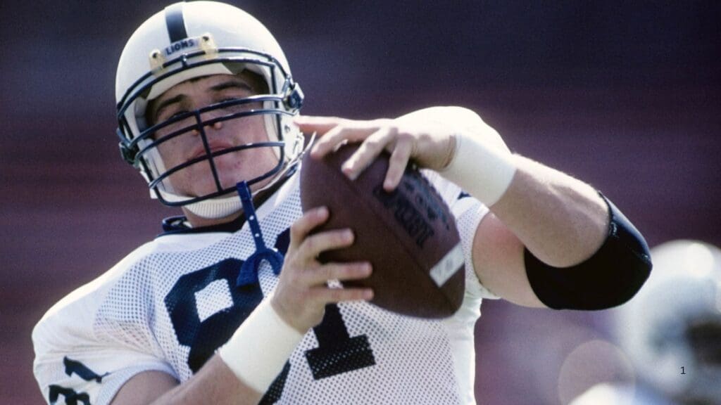 Oct 12, 1991; Miami, FL; FILE PHOTO; Penn State Nittany Lions tight end Kyle Brady (81) against the Miami Hurricanes in the 1991 season at the Orange Bowl.