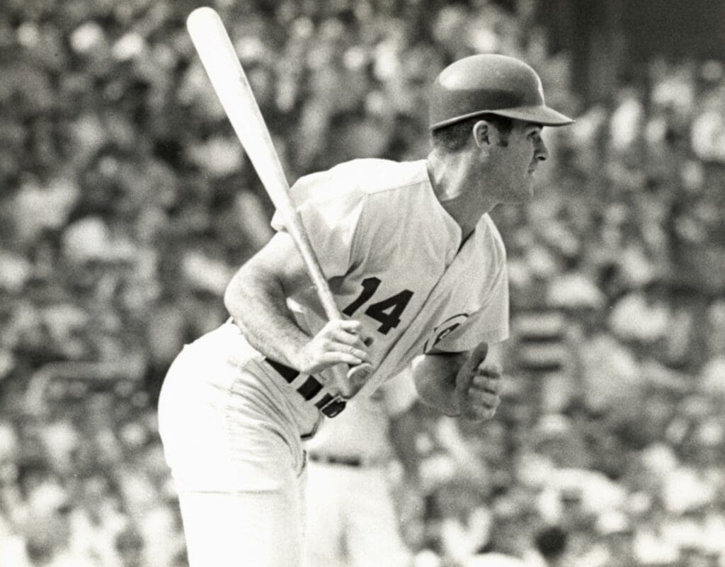 Unknown date; Cincinnati, OH; USA; FILE PHOTO; Cincinnati Reds infielder Pete Rose in action at Crosley Field.