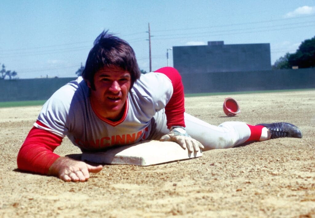 Mar 1974; Unknown Location, USA; FILE PHOTO; Cincinnati Reds infielder Pete Rose during the 1974 spring training season.