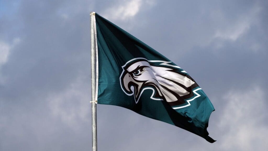 Feb 8, 2025; New Orleans, LA, USA; A Philadelphia Eagles flag at the Caesars Superdome
