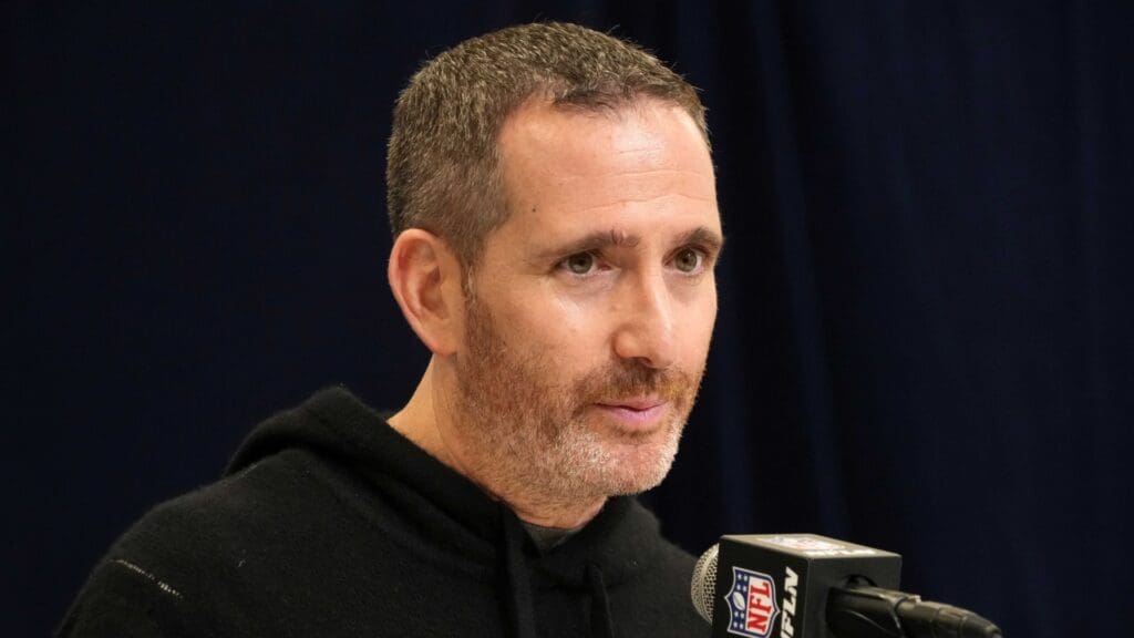 Feb 25, 2025; Indianapolis, IN, USA; Philadelphia Eagles general manager Howie Roseman speaks during the NFL Scouting Combine at the Indiana Convention Center.