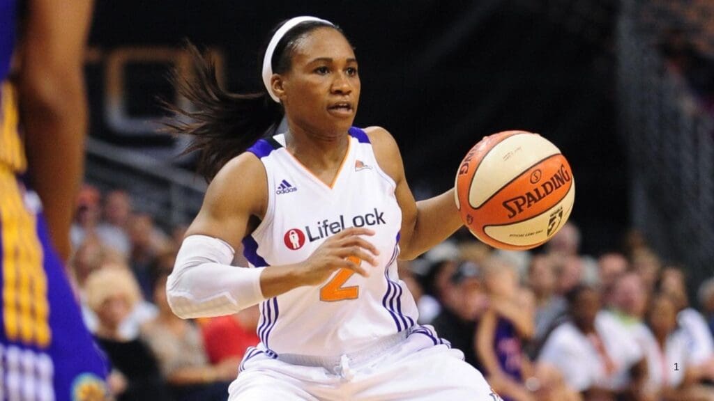 Sep 3, 2011; Phoenix, AZ, USA; Phoenix Mercury guard Temeka Johnson (2) against the Los Angeles Sparks at the US Airways Center. The Mercury defeated the Sparks 93-77.