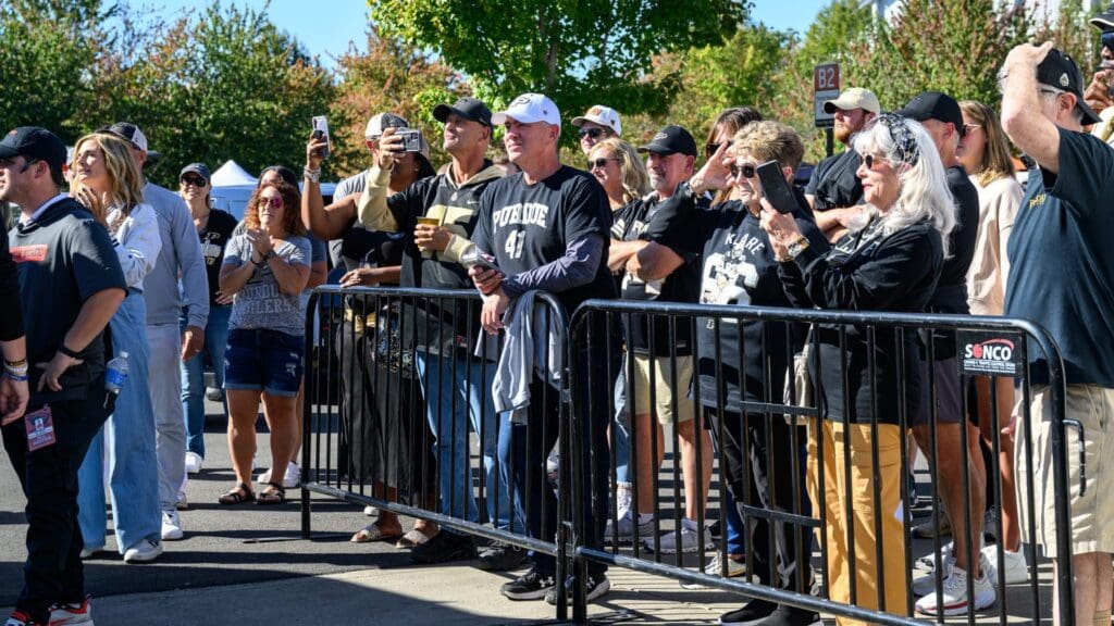 Purdue Boilermakers fans greet the team before the game against the Oregon State Beavers at Reser Stadium.