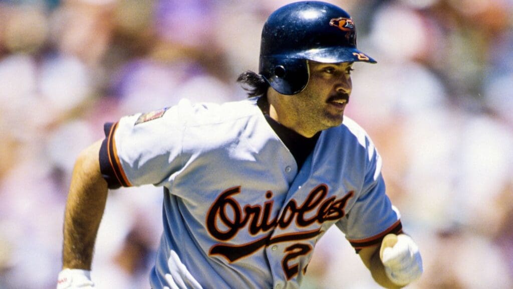 1994, Unknown location, USA; FILE PHOTO; Baltimore Orioles first baseman Rafael Palmeiro in action during the 1994 season.