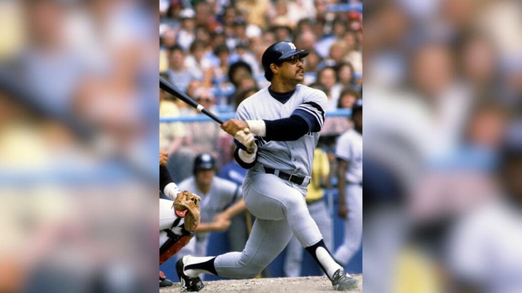 July 1980; Cleveland, OH,USA; FILE PHOTO; New York Yankees right fielder Reggie Jackson follows through of a swing against the Cleveland Indians at Cleveland Stadium.