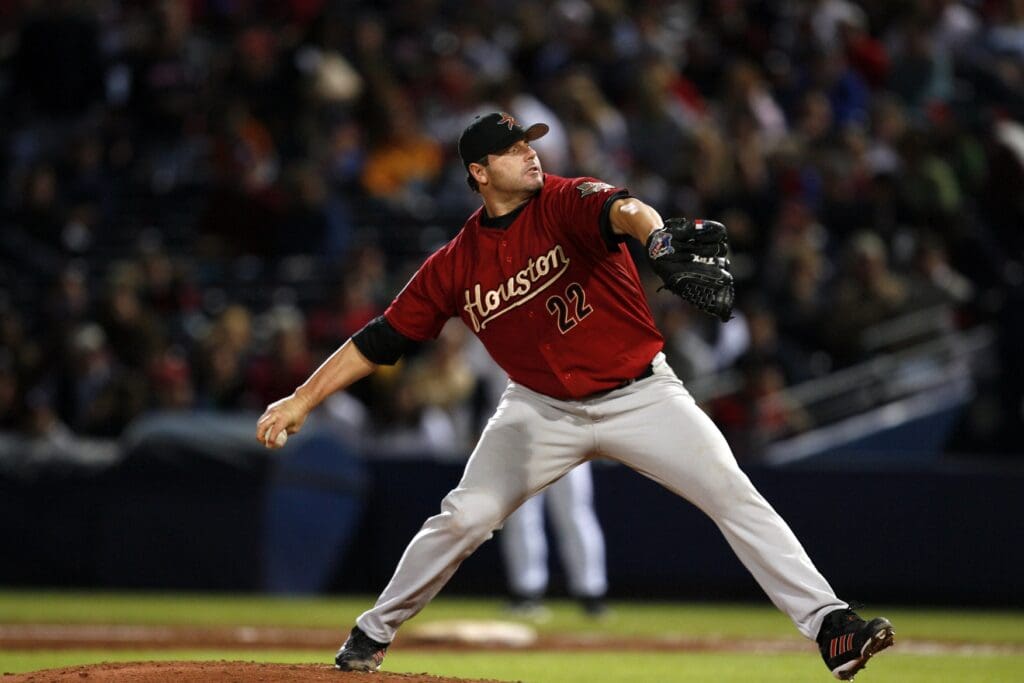 Sep 29, 2006; Atlanta, GA, USA; Houston Astros starting pitcher (22) Roger Clemens delivers a pitch in the fifth inning against the Atlanta Braves at Turner Field. The Braves defeated the Astros 4 to 1