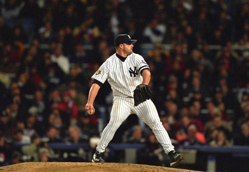 Oct 30, 2001; Bronx, NY, USA; FILE PHOTO; New York Yankees pitcher Roger Clemens on the mound against the Arizona Diamondbacks during game three of the 2001 World Series at Yankee Stadium.